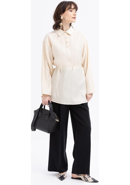 Yarım Patlı Beli Bağcıklı Kadın Tunik S50247A0
