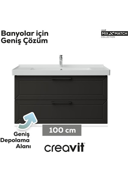 D20 100 cm Iki Çekmeceli Lavabo Dolabı Antrasit Lake