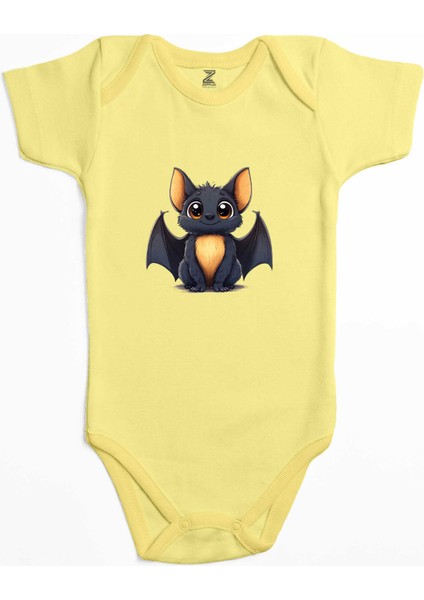 Şirin Yarasa Sarı Renk Bebek Body Zıbın