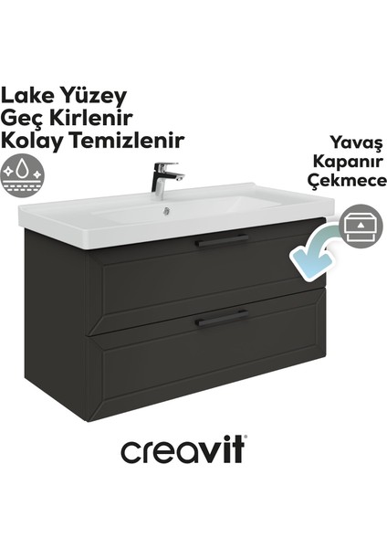 D20 100 cm Iki Çekmeceli Lavabo Dolabı Antrasit Lake