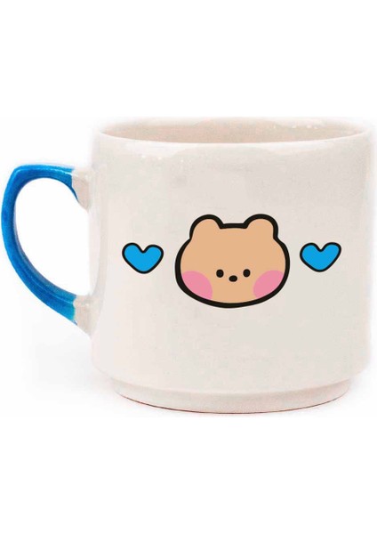 Kawaii Ayıcık Krem Parlak Mistik Kupa - Hediyelik Kawaii Kupa Mug