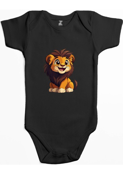 Şirin Aslan Siyah Renk Bebek Body Zıbın