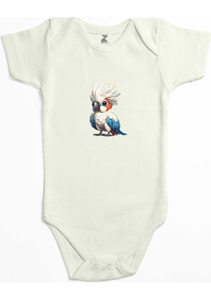 Şirin Papağan Ekru Renk Bebek Body Zıbın
