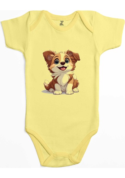 Tatlı Köpek Sarı Renk Bebek Body Zıbın