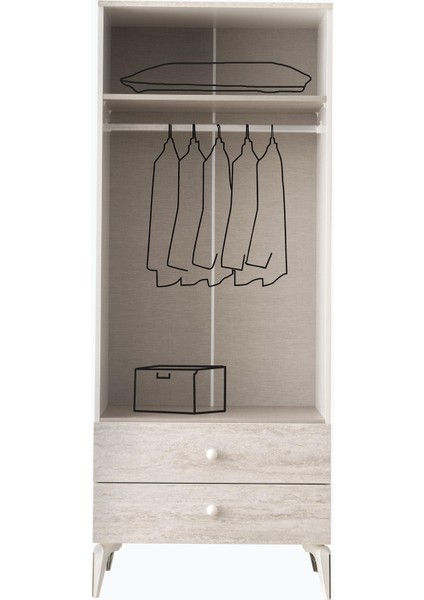 Petra 2 Kapaklı Aynalı Elbise Dolabı Gardrop 120 x 55 x 200