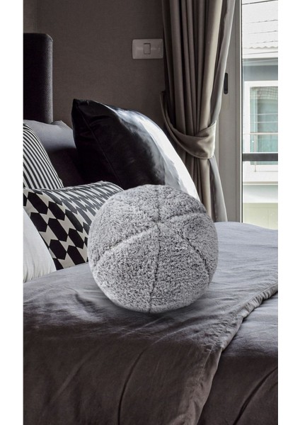Peluş Top Yastık | Koyu Gri | Wellsoft | 80*80