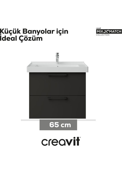 D20 65 cm Iki Çelmeceli Lavabo Dolabı Antrasit Melamin fiyatları