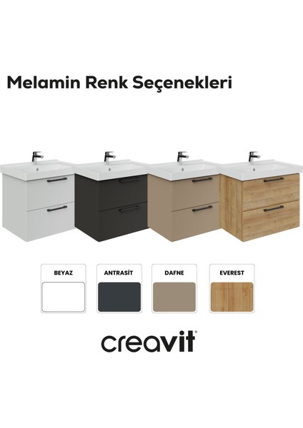 D20 65 cm Iki Çelmeceli Lavabo Dolabı Antrasit Melamin fırsatları