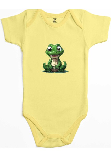 Şirin Timsah Sarı Renk Bebek Body Zıbın