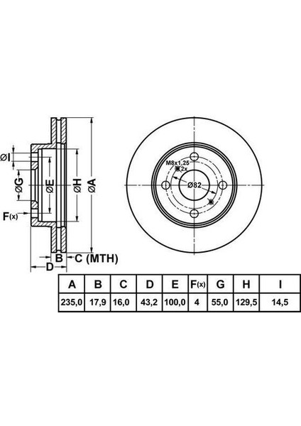 50257 Fren Diski Ön Yaris 99-05 Havalı 235MM
