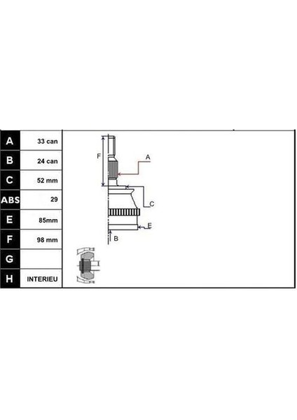 Ecofıx KRL1452ECF Aks Kafası Combo Ccorsa Cmerıva 03- 1,7cdtı Dıs ABSLI(Z17DTH)