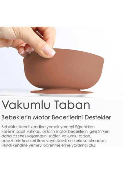 2'li Bebek Beslenme Seti - Vakumlu Silikon Kapaklı Mama Kasesi - Diş Kaşıyıcı Mama Kaşığı - Kahve fiyatları