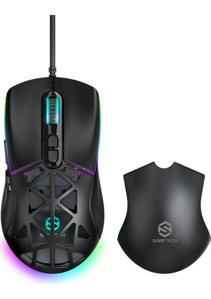 Rgb 7 Tuşlu 12.800DPI Makrolu Yazılım App Destekli Değiştirilebilir Başlıklı Gaming Oyuncu Mouse