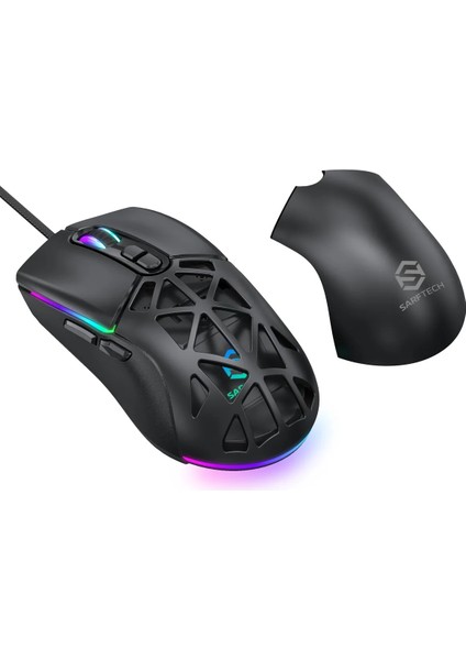 Rgb 7 Tuşlu 12.800DPI Makrolu Yazılım App Destekli Değiştirilebilir Başlıklı Gaming Oyuncu Mouse