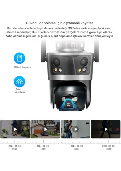 6k 12MP Full Hd Video Gece Görüş Wifi Açık Akıllı Ev Güvenlik Ptz Ip Alarmlı Kamera