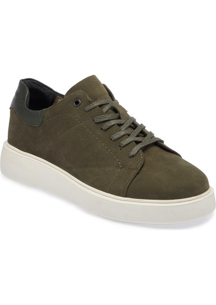 Yeşil Hakiki Nubuk Deri Erkek Sneaker - E24I1AY56902-G98