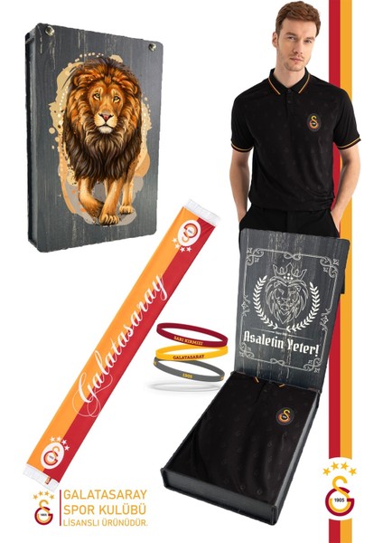 Orijinal Lisanslı Match Day Polo T-Shirt + Bileklik + Atkı Set Hediyelik Ahşap Kutulu