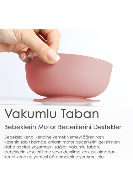 2'li Bebek Beslenme Seti - Vakumlu Silikon Kapaklı Mama Kasesi - Diş Kaşıyıcı Mama Kaşığı - Pembe fiyatları