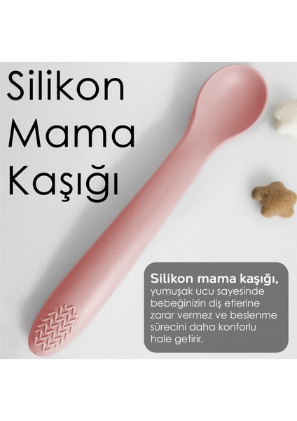 2'li Bebek Beslenme Seti - Vakumlu Silikon Kapaklı Mama Kasesi - Diş Kaşıyıcı Mama Kaşığı - Pembe modelleri