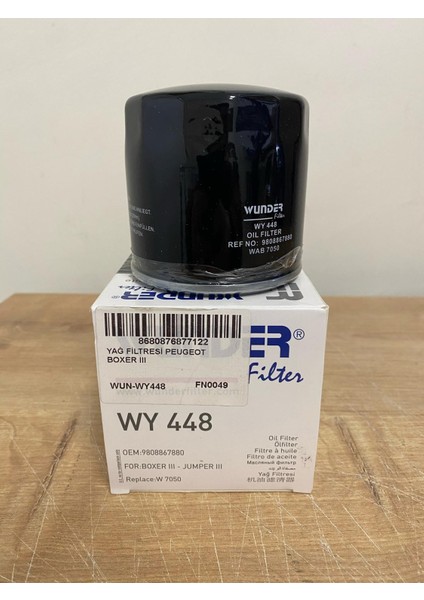 Wunder WY448 Yağ Filtresi Jumper / Tourneo Transit 2.2 Hdı 2.4 Tdcı / Boxer / Fiat Ducato Iıı