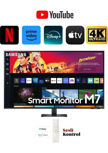 43" Inç Akıllı Monitör 109 Ekran 43" 3840 x 2160 Çözünürlük Wi-Fi Bağlantı Apple Android - Bluetooth