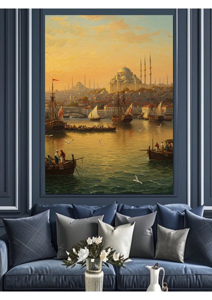 Osmanlı Limanın Huzur Veren Gün Doğumu Dekoratif Kanvas - Mdf Ahşap Tablo