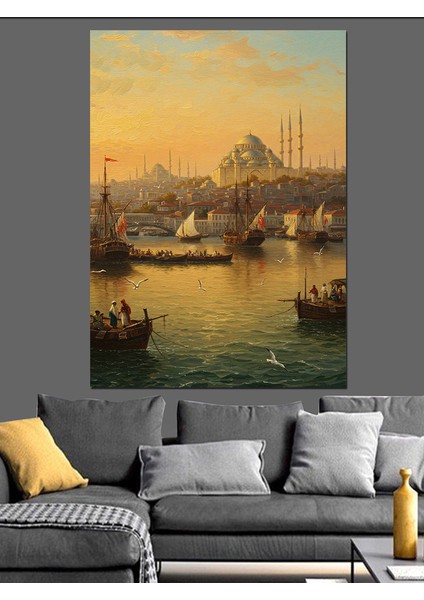 Osmanlı Limanın Huzur Veren Gün Doğumu Dekoratif Kanvas - Mdf Ahşap Tablo fiyatları