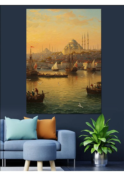 Osmanlı Limanın Huzur Veren Gün Doğumu Dekoratif Kanvas - Mdf Ahşap Tablo fırsatları