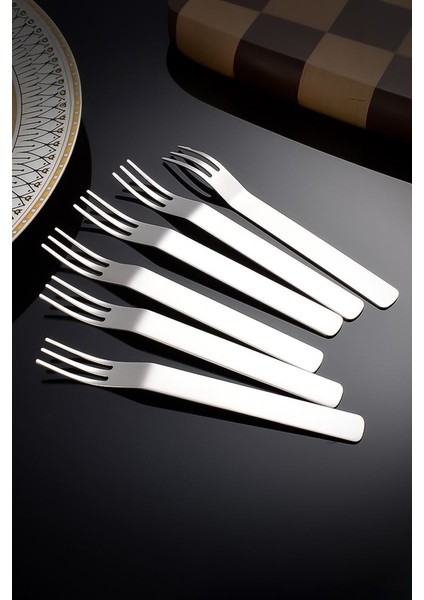 304 Çelik 12 Adet Silver Renk Tatlı ve Meyve Çatalı MT159BY-12