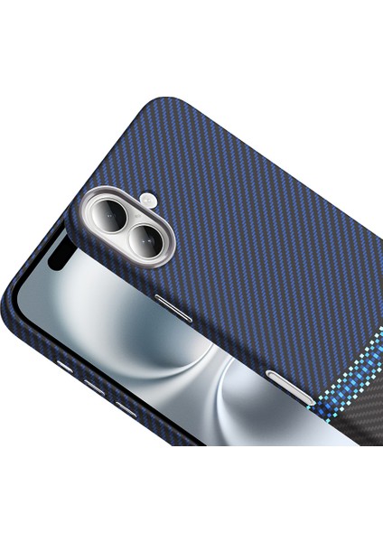 Apple iPhone 16 Plus Kılıf Magsafe Şarj Özellikli Karbon Fiber Görünümlü Gros Kapak