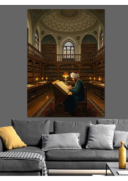 Osmanlı Kütüphanede Sessiz Bilgelik Anı Dekoratif Kanvas - Mdf Ahşap Tablo modelleri