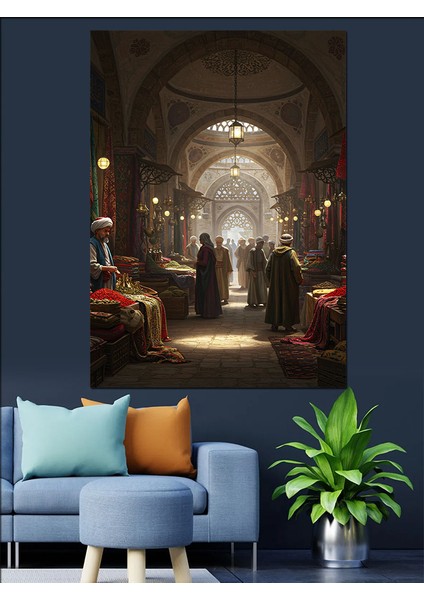 Osmanlı Kapalıçarşı’da Işık ve Gölge Dekoratif Kanvas - Mdf Ahşap Tablo