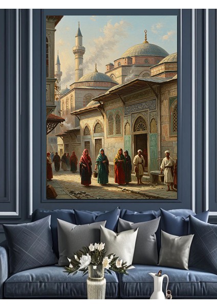 Osmanlı Caminin Önünde Tarih Akıyor Dekoratif Kanvas - Mdf Ahşap Tablo modelleri