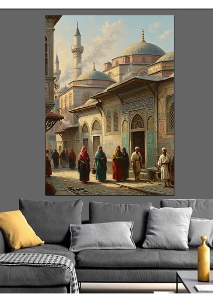 Osmanlı Caminin Önünde Tarih Akıyor Dekoratif Kanvas - Mdf Ahşap Tablo fırsatları