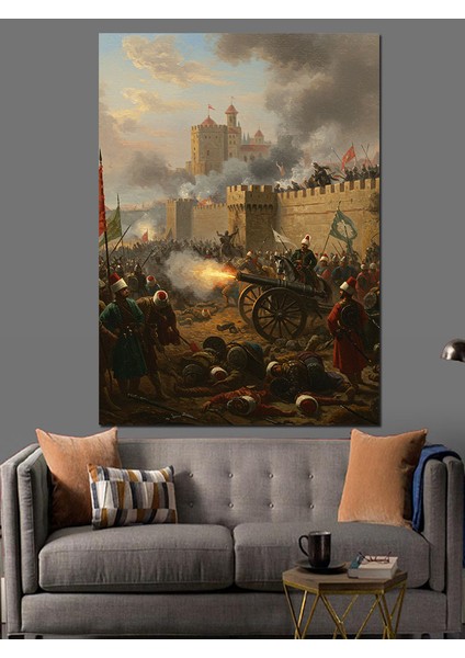 Osmanlı Top Sesleriyle Gelen Fetih Dekoratif Kanvas - Mdf Ahşap Tablo