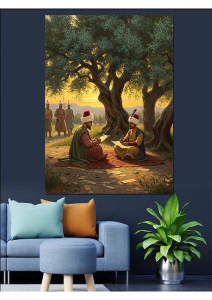 Osmanlı Zeytin Ağacı Altında Sohbet Dekoratif Kanvas - Mdf Ahşap Tablo modelleri
