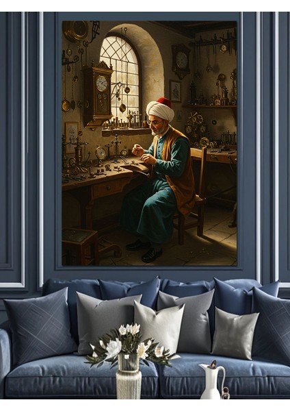 Osmanlı Saat Tamircisi Dekoratif Kanvas - Mdf Ahşap Tablo