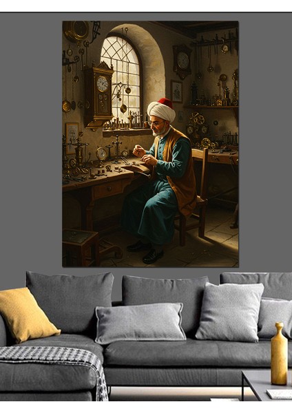 Osmanlı Saat Tamircisi Dekoratif Kanvas - Mdf Ahşap Tablo fiyatları