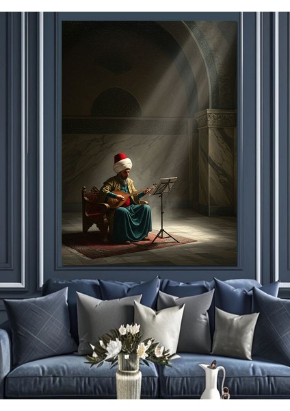 Osmanlı Işık Altında Saz Ezgisi Dekoratif Kanvas - Mdf Ahşap Tablo