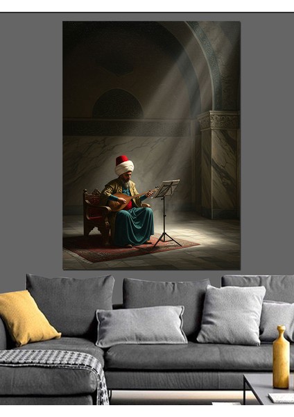 Osmanlı Işık Altında Saz Ezgisi Dekoratif Kanvas - Mdf Ahşap Tablo fiyatları