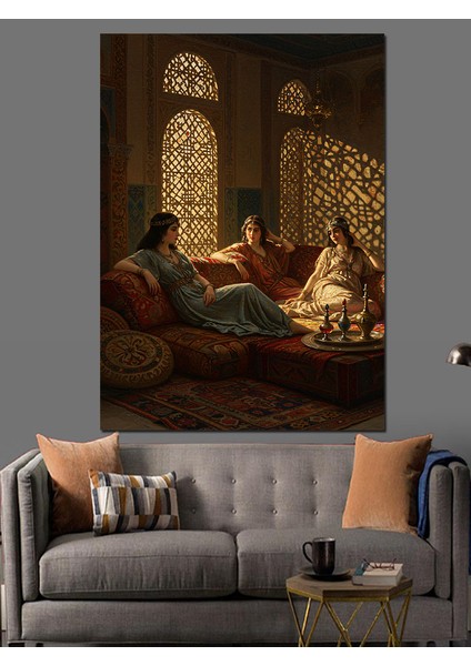 Osmanlı Sarayda Gün Batımı Sohbeti Dekoratif Kanvas - Mdf Ahşap Tablo fiyatları