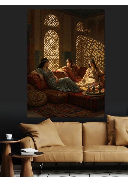 Osmanlı Sarayda Gün Batımı Sohbeti Dekoratif Kanvas - Mdf Ahşap Tablo fırsatları
