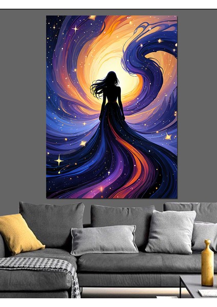 Galaksinin Içinden Doğan Kadın Dekoratif Kanvas - Mdf Ahşap Tablo