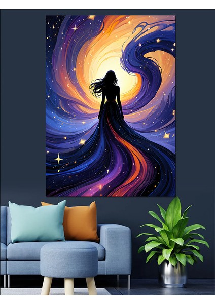 Galaksinin Içinden Doğan Kadın Dekoratif Kanvas - Mdf Ahşap Tablo modelleri