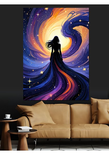 Galaksinin Içinden Doğan Kadın Dekoratif Kanvas - Mdf Ahşap Tablo fırsatları