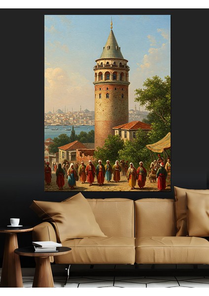 Osmanlı Tarihi Kuleye Bakan Kalabalık Dekoratif Kanvas - Mdf Ahşap Tablo modelleri