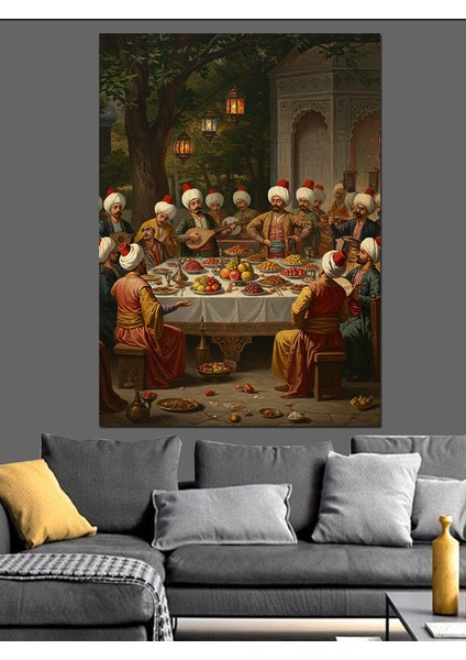 Osmanlı Sofrada Geleneksel Bayram Bereketi Dekoratif Kanvas - Mdf Ahşap Tablo