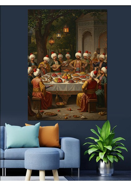 Osmanlı Sofrada Geleneksel Bayram Bereketi Dekoratif Kanvas - Mdf Ahşap Tablo modelleri