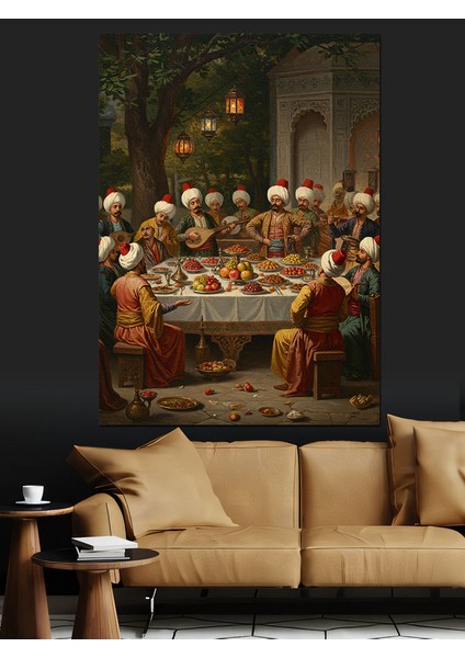 Osmanlı Sofrada Geleneksel Bayram Bereketi Dekoratif Kanvas - Mdf Ahşap Tablo fırsatları