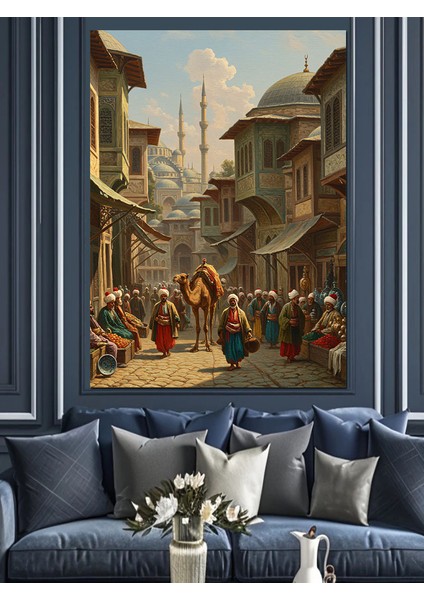 Osmanlı Taş Sokaklarda Hayat Akışı Dekoratif Kanvas - Mdf Ahşap Tablo modelleri